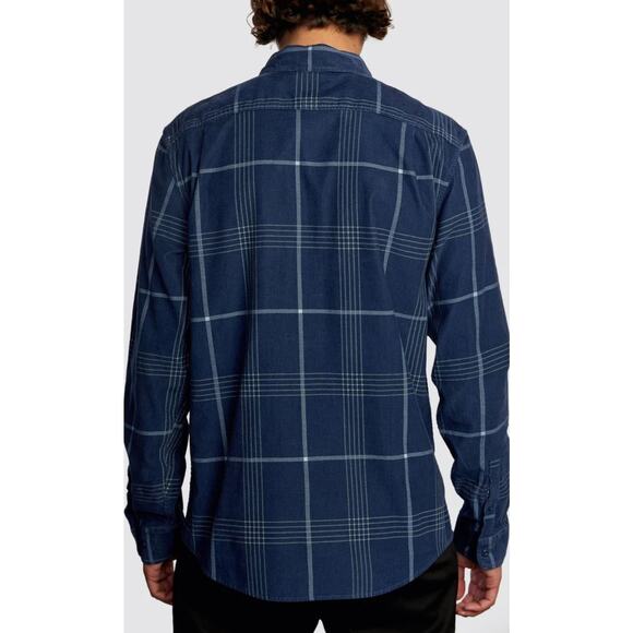 RVCA Men’s NWT Corduroy Flannel Plaid Shirt Sz M Blue Outdoor Hike Gorpcore Surf - Picture 11 of 14